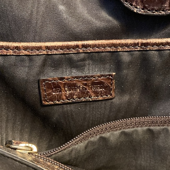 Brooks Brothers Brown Genuine Leather Crocodile-Embossed Women's Bag - Picture 3 of 8